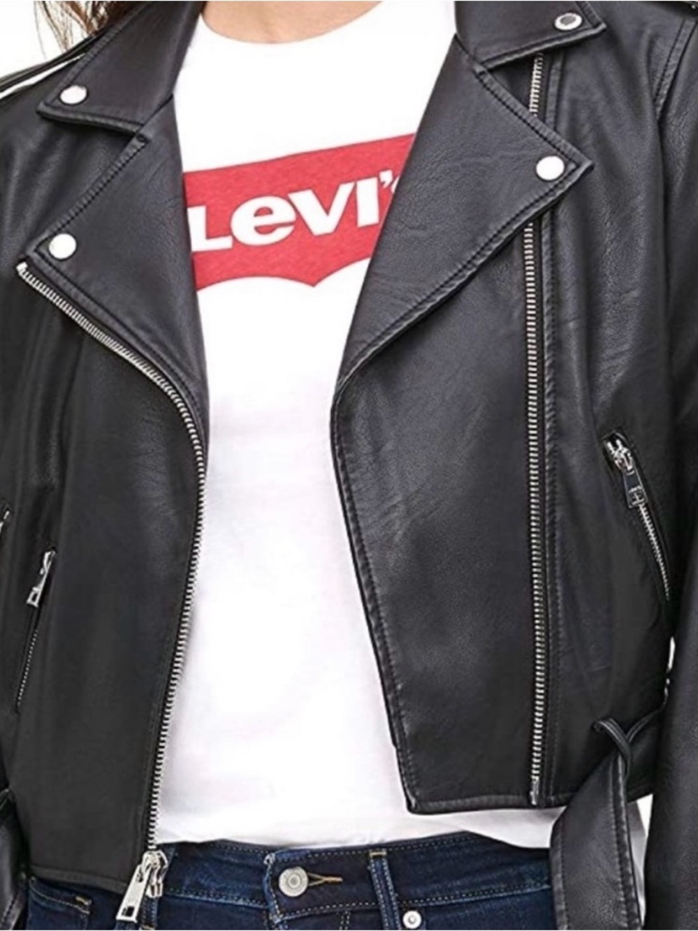 Levi's Black Vegan Leather Motto Jacket XL